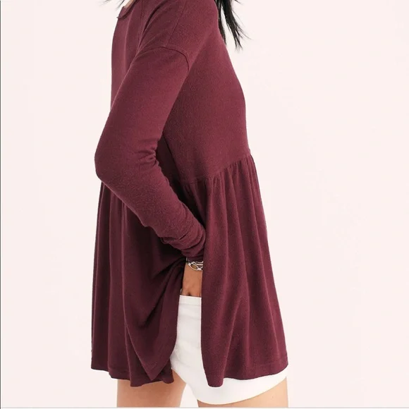 Free People Maroon “Forever Your Girl Babydoll” Top in size XS - Picture 6 of 8